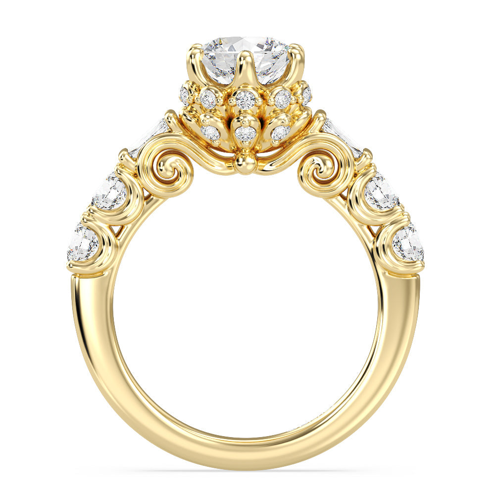 Enchanted Star Lab Grown Diamond 14K Gold Cinderella Engagement Ring with Yellow Cut Diamond in 14KT Round view 3
