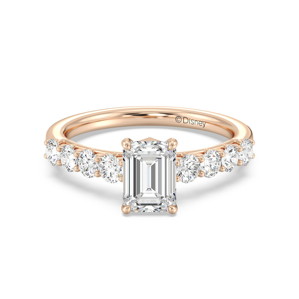 Enchanted Star Lab Grown Diamond 14K Gold Elsa Engagement Ring with Rose Cut Diamond in 14KT Emerald view 2
