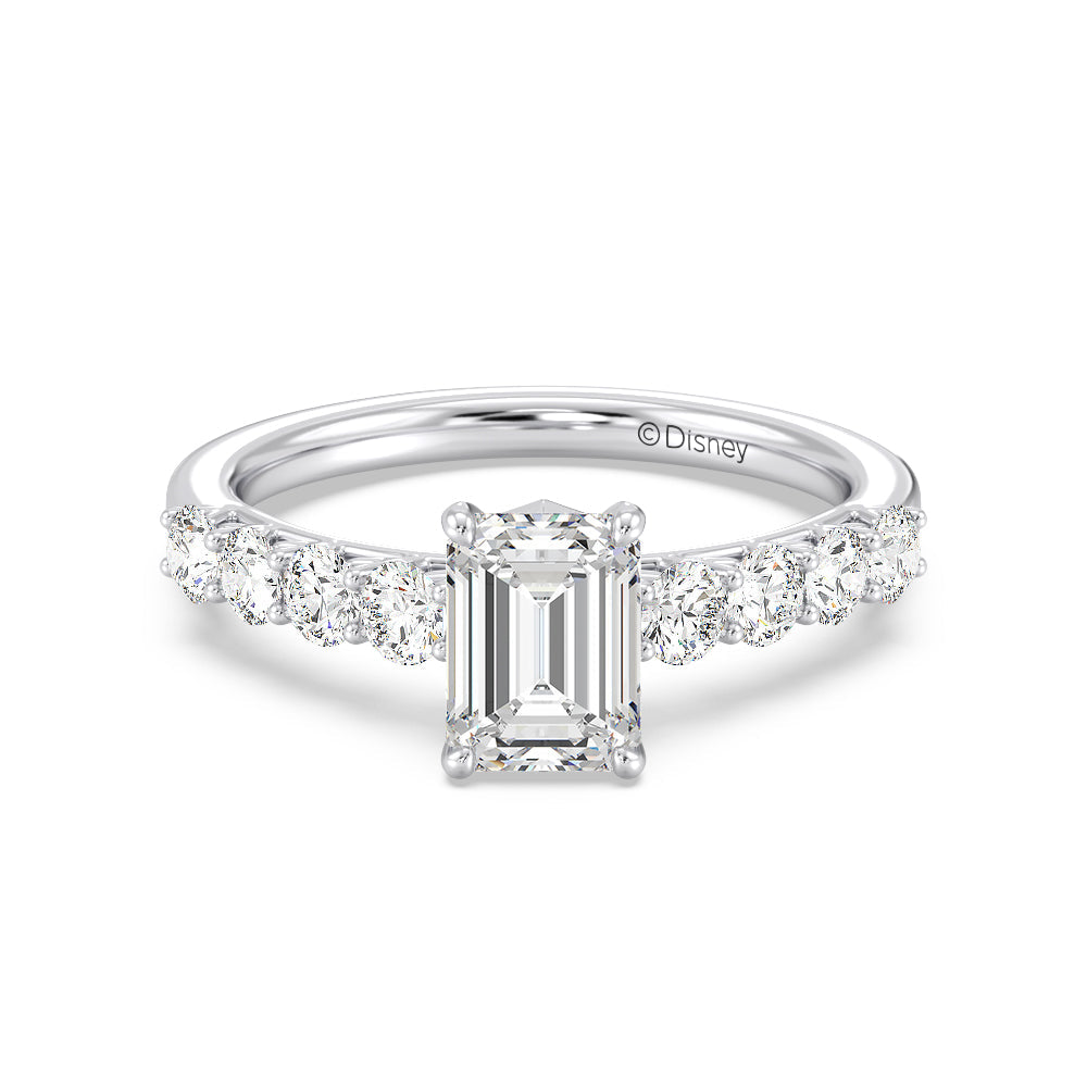Enchanted Star Lab Grown Diamond 14K Gold Elsa Engagement Ring with White Cut Diamond in 14KT Emerald view 2
