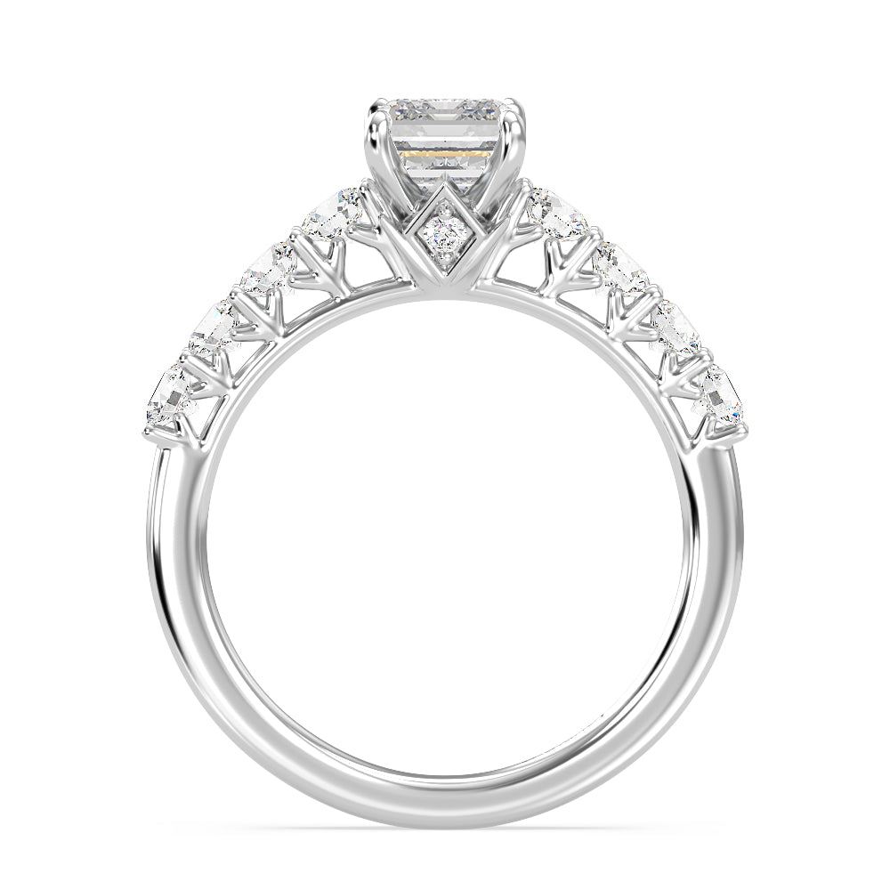 Enchanted Star Lab Grown Diamond 14K Gold Elsa Engagement Ring with White Cut Diamond in 14KT Emerald view 3
