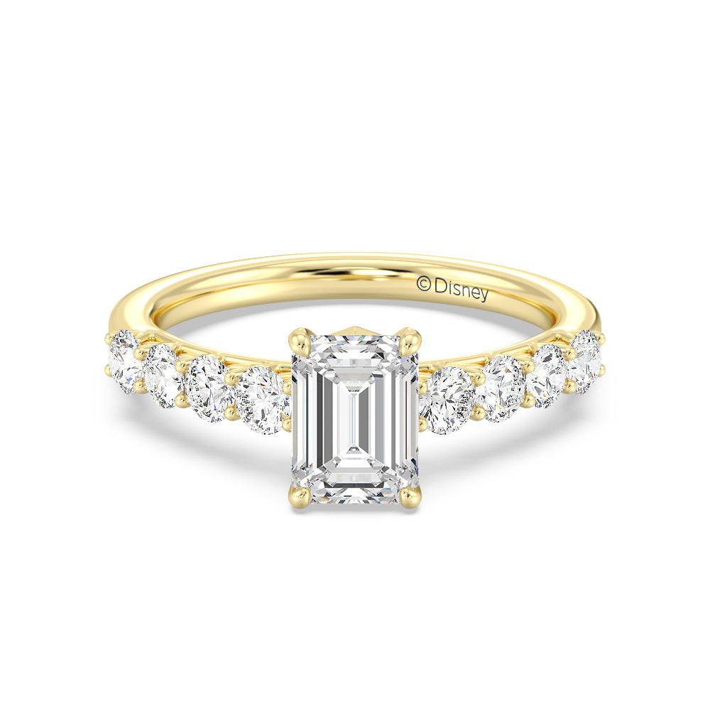 Enchanted Star Lab Grown Diamond 14K Gold Elsa Engagement Ring with Yellow Cut Diamond in 14KT Emerald view 2
