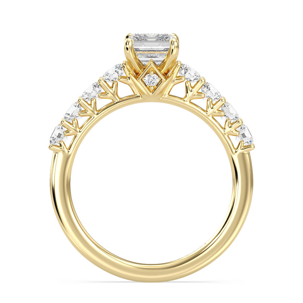 Enchanted Star Lab Grown Diamond 14K Gold Elsa Engagement Ring with Yellow Cut Diamond in 14KT Emerald view 3
