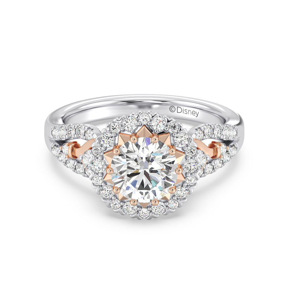 Enchanted Star Lab Grown Diamond 14K Gold Majestic Princess Halo Engagement Ring with White/Rose Cut Diamond in 14KT Round view 2
