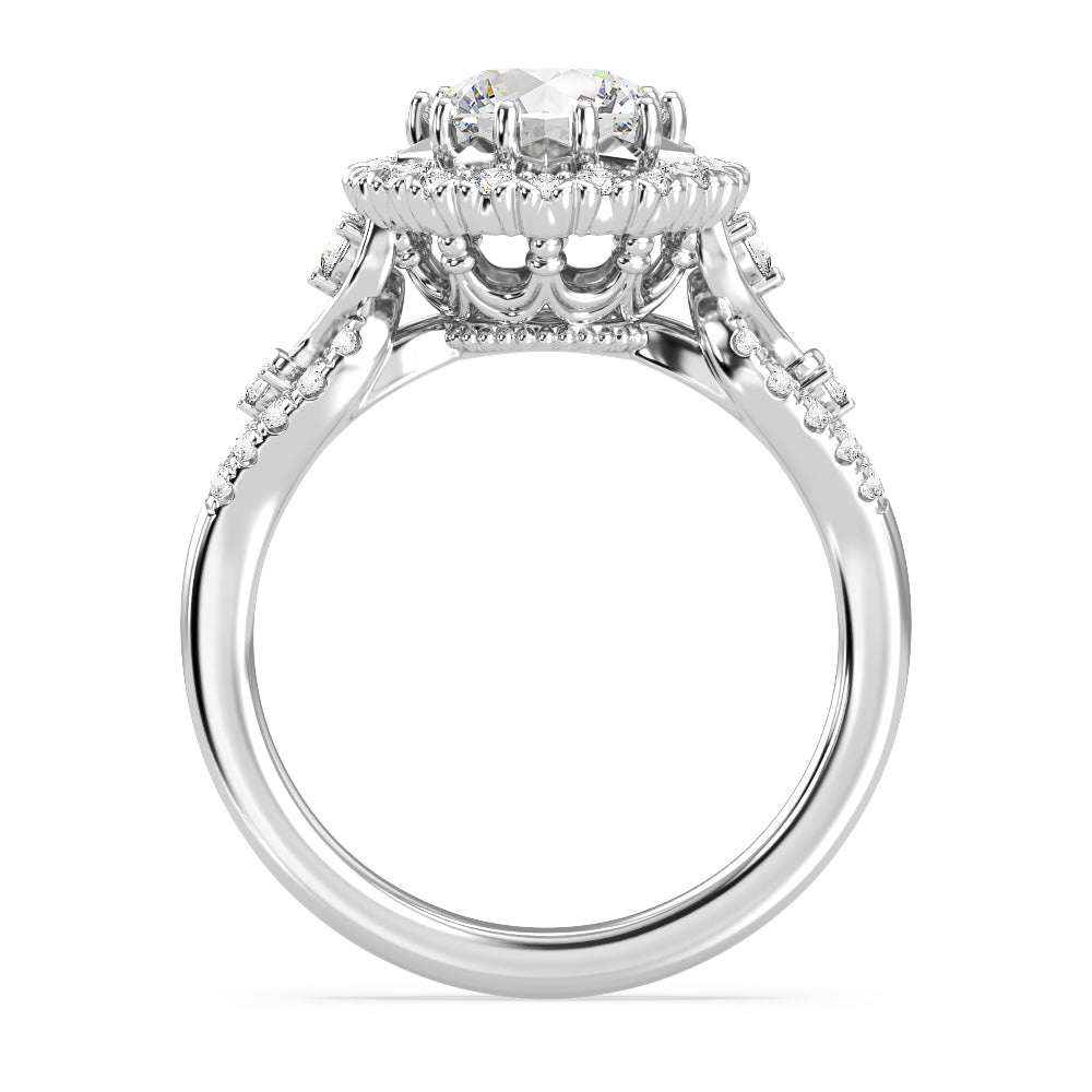 Enchanted Star Lab Grown Diamond 14K Gold Majestic Princess Halo Engagement Ring with White Cut Diamond in 14KT Round view 3
