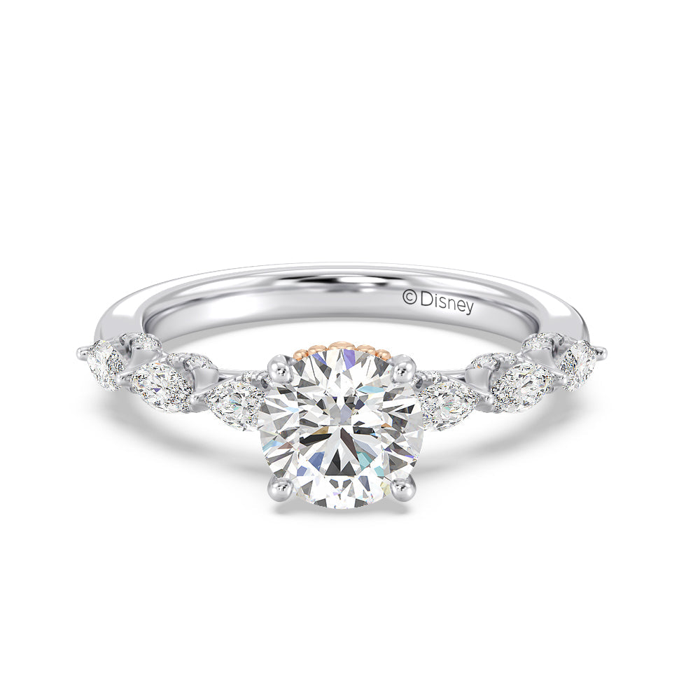 Enchanted Star Lab Grown Diamond 14K Gold Ariel Seashell Engagement Ring with White/Rose Cut Diamond in 14KT Round view 2

