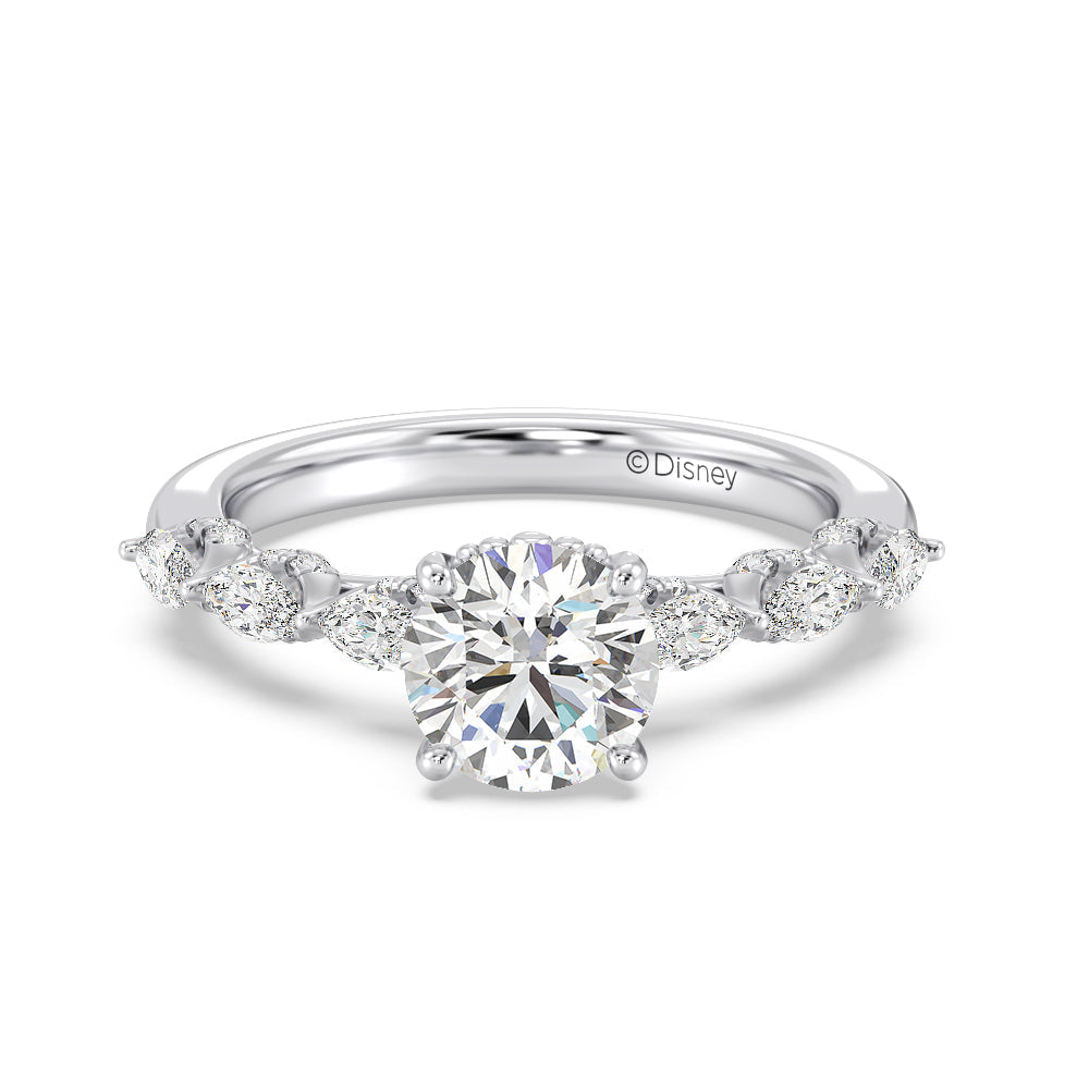 Enchanted Star Lab Grown Diamond 14K Gold Ariel Seashell Engagement Ring with White Cut Diamond in 14KT Round view 2
