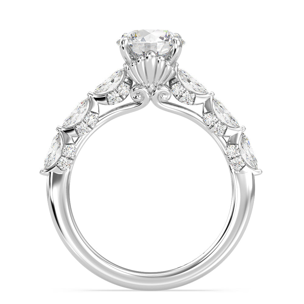 Enchanted Star Lab Grown Diamond 14K Gold Ariel Seashell Engagement Ring with White Cut Diamond in 14KT Round view 3
