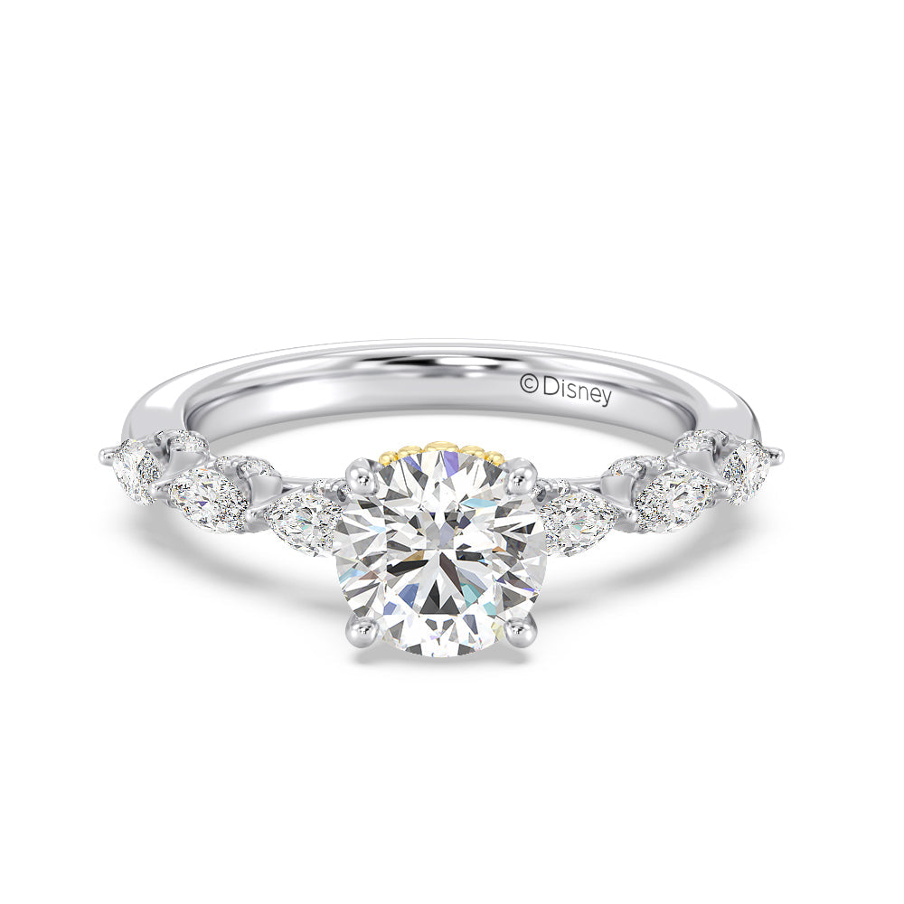 Enchanted Star Lab Grown Diamond 14K Gold Ariel Seashell Engagement Ring with White/Yellow Cut Diamond in 14KT Round view 2
