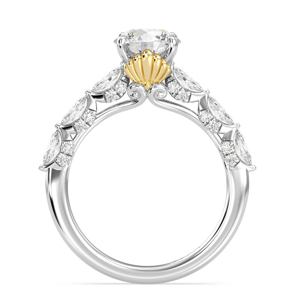 Enchanted Star Lab Grown Diamond 14K Gold Ariel Seashell Engagement Ring with White/Yellow Cut Diamond in 14KT Round view 3
