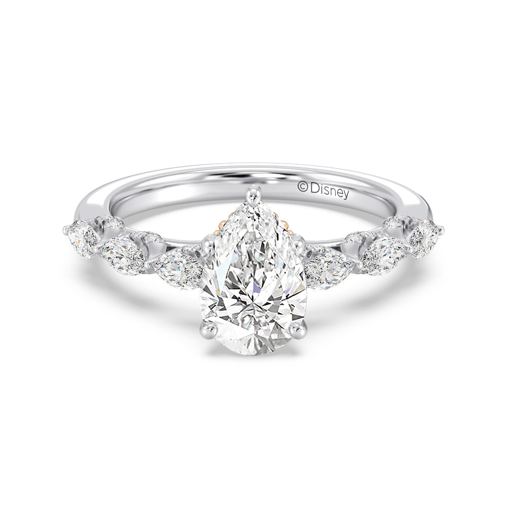 Enchanted Star Lab Grown Diamond 14K Gold Ariel Seashell Engagement Ring with White/Rose Cut Diamond in 14KT Pear view 2

