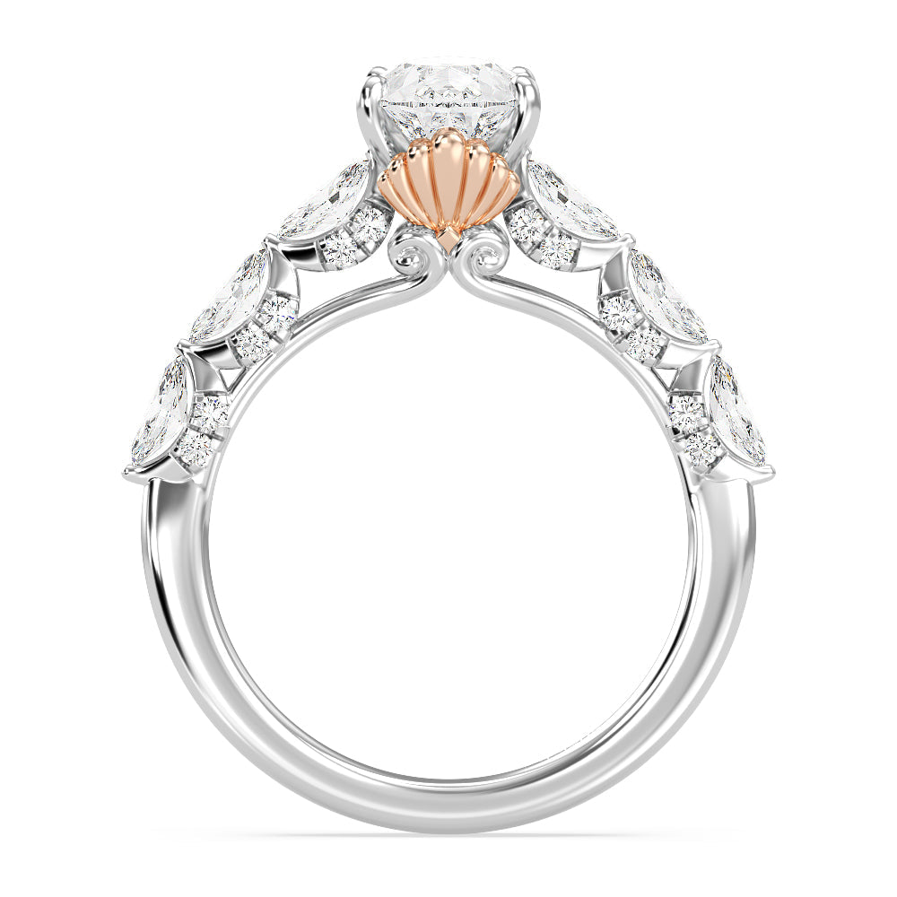 Enchanted Star Lab Grown Diamond 14K Gold Ariel Seashell Engagement Ring with White/Rose Cut Diamond in 14KT Pear view 3
