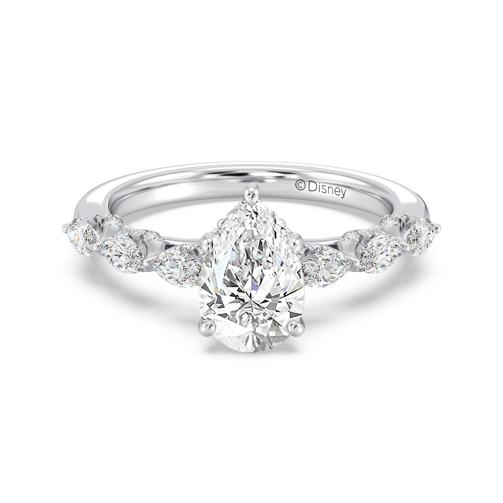 Enchanted Star Lab Grown Diamond 14K Gold Ariel Seashell Engagement Ring with White Cut Diamond in 14KT Pear view 2
