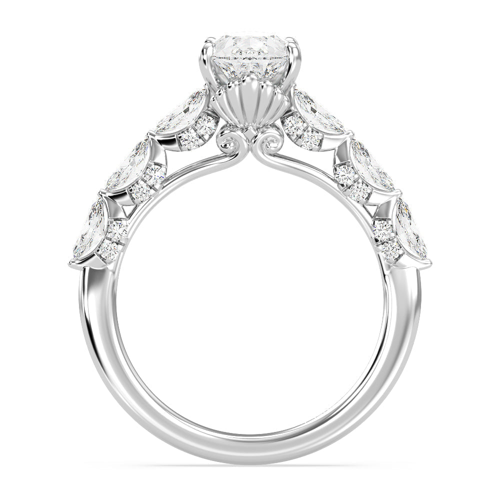 Enchanted Star Lab Grown Diamond 14K Gold Ariel Seashell Engagement Ring with White Cut Diamond in 14KT Pear view 3
