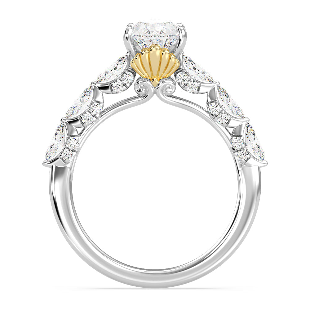 Enchanted Star Lab Grown Diamond 14K Gold Ariel Seashell Engagement Ring with White/Yellow Cut Diamond in 14KT Pear view 3
