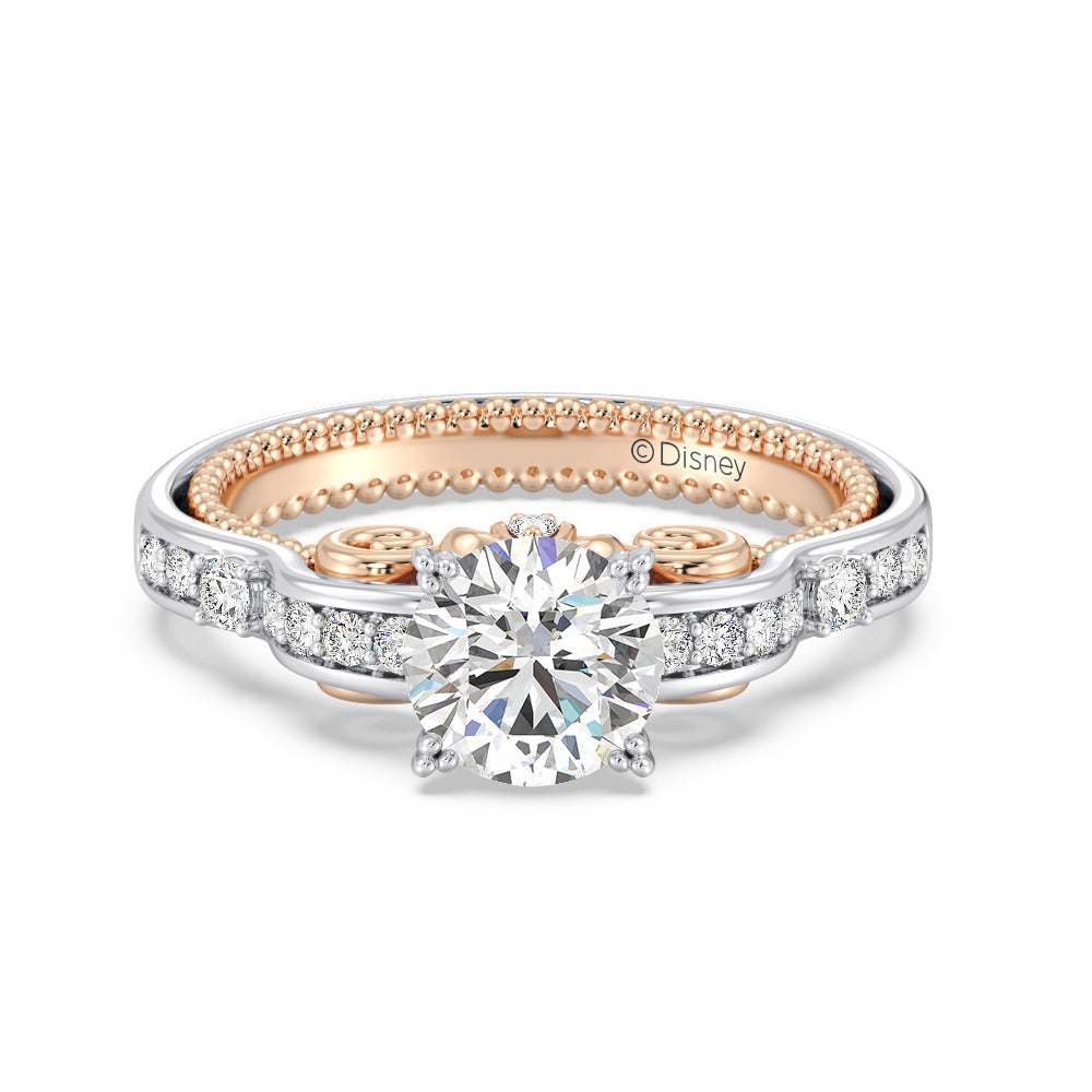 Enchanted Star Lab Grown Diamond 14K Gold Cinderella Carriage Engagement Ring with White/Rose Cut Diamond in 14KT Round view 2
