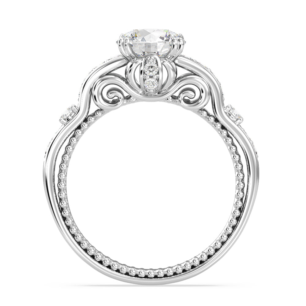 Enchanted Star Lab Grown Diamond 14K Gold Cinderella Carriage Engagement Ring with White Cut Diamond in 14KT Round view 3
