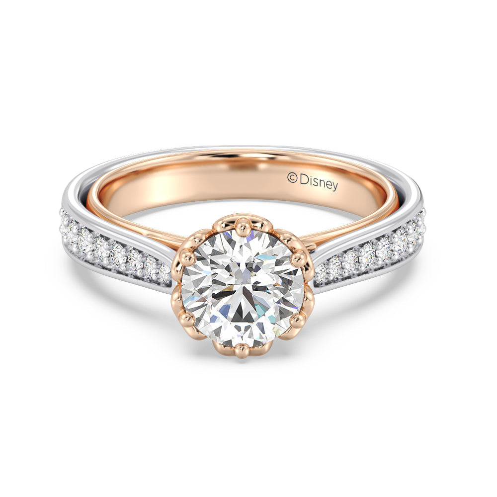 Enchanted Star Lab Grown Diamond Belle Rose Engagement Ring with White/Rose Cut Diamond in 14KT Round view 2
