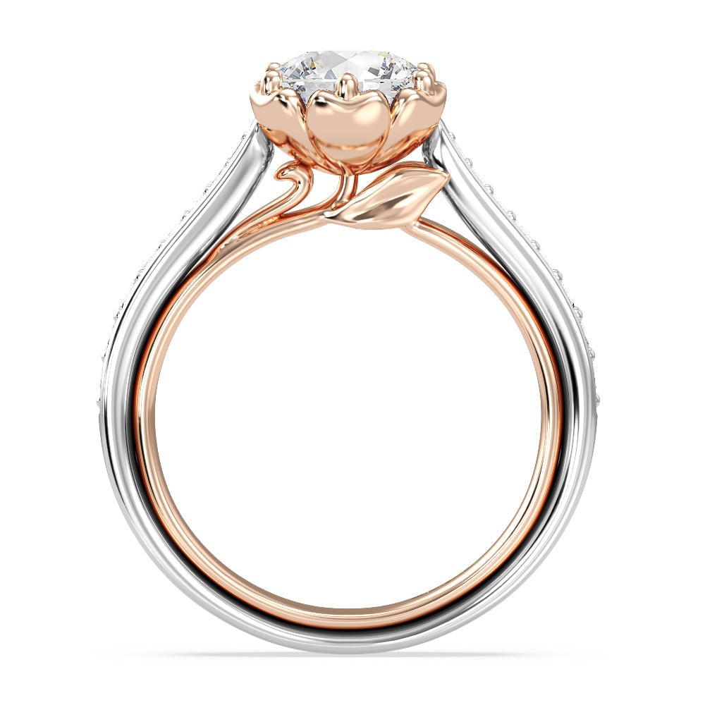 Enchanted Star Lab Grown Diamond Belle Rose Engagement Ring with White/Rose Cut Diamond in 14KT Round view 3
