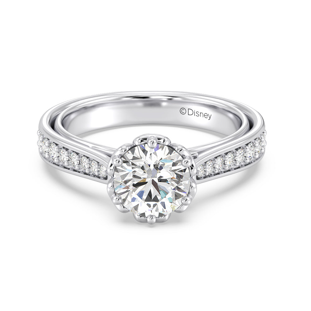 Enchanted Star Lab Grown Diamond Belle Rose Engagement Ring with White Cut Diamond in 14KT Round view 2
