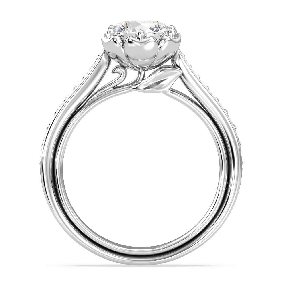 Enchanted Star Lab Grown Diamond Belle Rose Engagement Ring with White Cut Diamond in 14KT Round view 3
