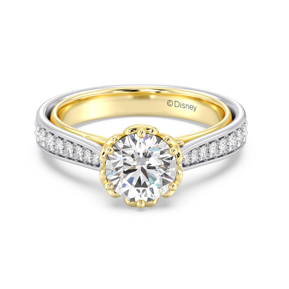 Enchanted Star Lab Grown Diamond Belle Rose Engagement Ring with White/Yellow Cut Diamond in 14KT Round view 2
