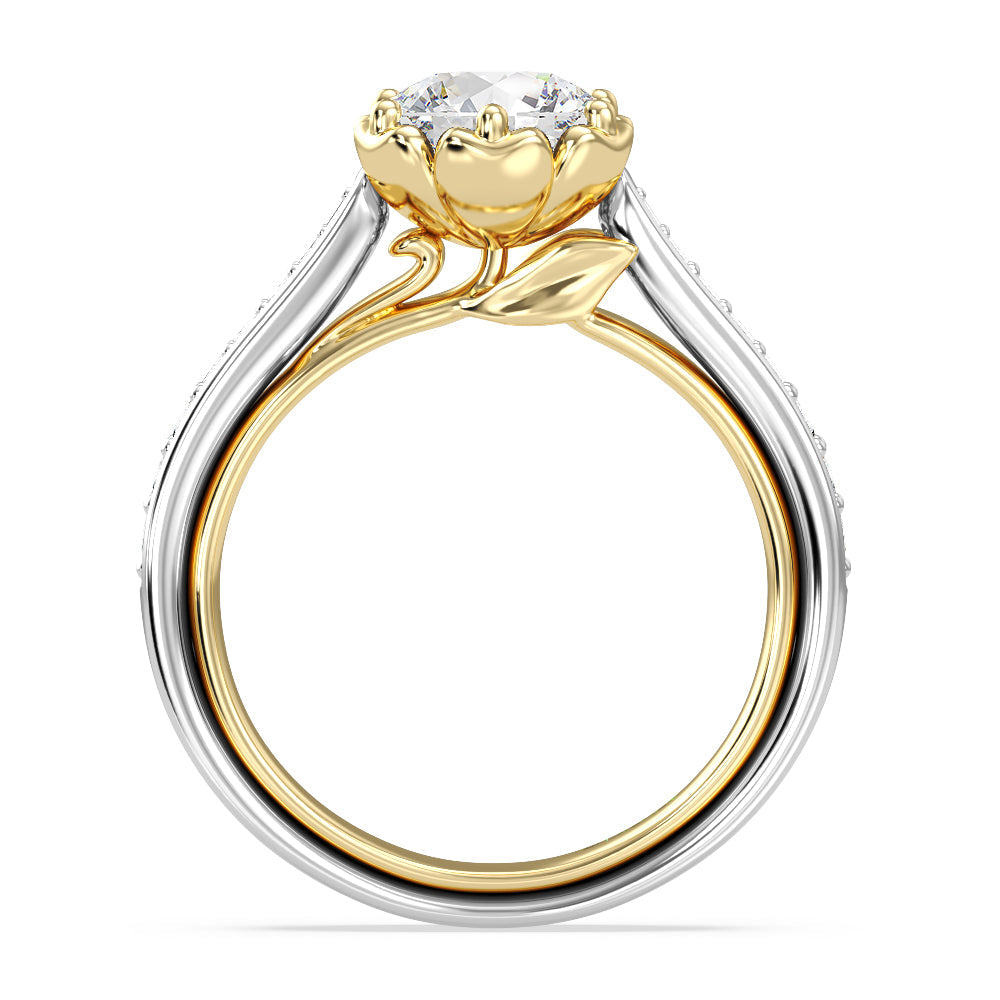 Enchanted Star Lab Grown Diamond Belle Rose Engagement Ring with White/Yellow Cut Diamond in 14KT Round view 3
