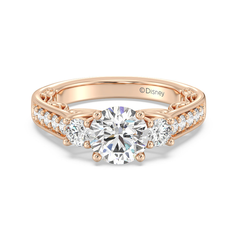 Enchanted Star Lab Grown Diamond 14K Gold Cinderella Three Stone Engagement Ring with Rose Cut Diamond in 14KT Round view 2
