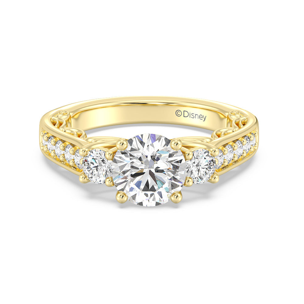 Enchanted Star Lab Grown Diamond 14K Gold Cinderella Three Stone Engagement Ring with Yellow Cut Diamond in 14KT Round view 2
