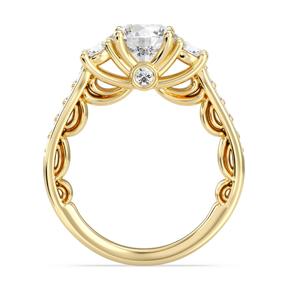 Enchanted Star Lab Grown Diamond 14K Gold Cinderella Three Stone Engagement Ring with Yellow Cut Diamond in 14KT Round view 3
