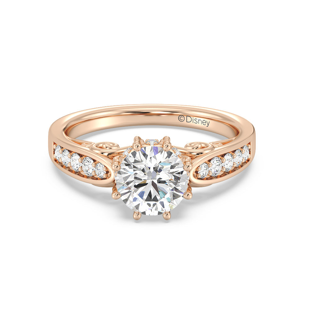 Enchanted Star Lab Grown Diamond Cinderella Engagement Ring with Rose Cut Diamond in 14KT Round view 2
