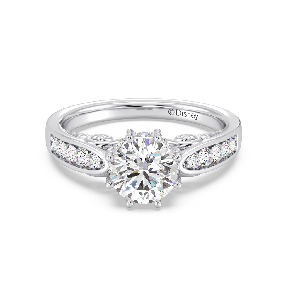 Enchanted Star Lab Grown Diamond Cinderella Engagement Ring with White Cut Diamond in 14KT Round view 2
