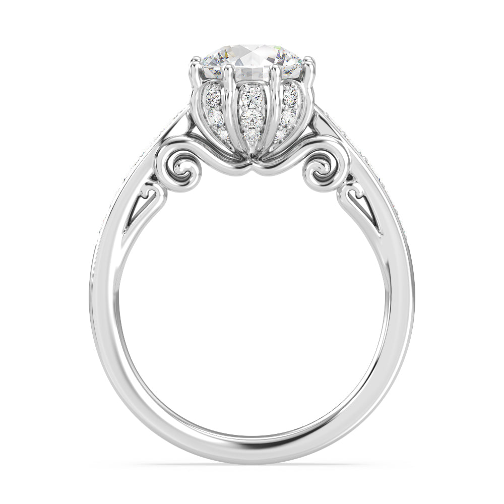 Enchanted Star Lab Grown Diamond Cinderella Engagement Ring with White Cut Diamond in 14KT Round view 3
