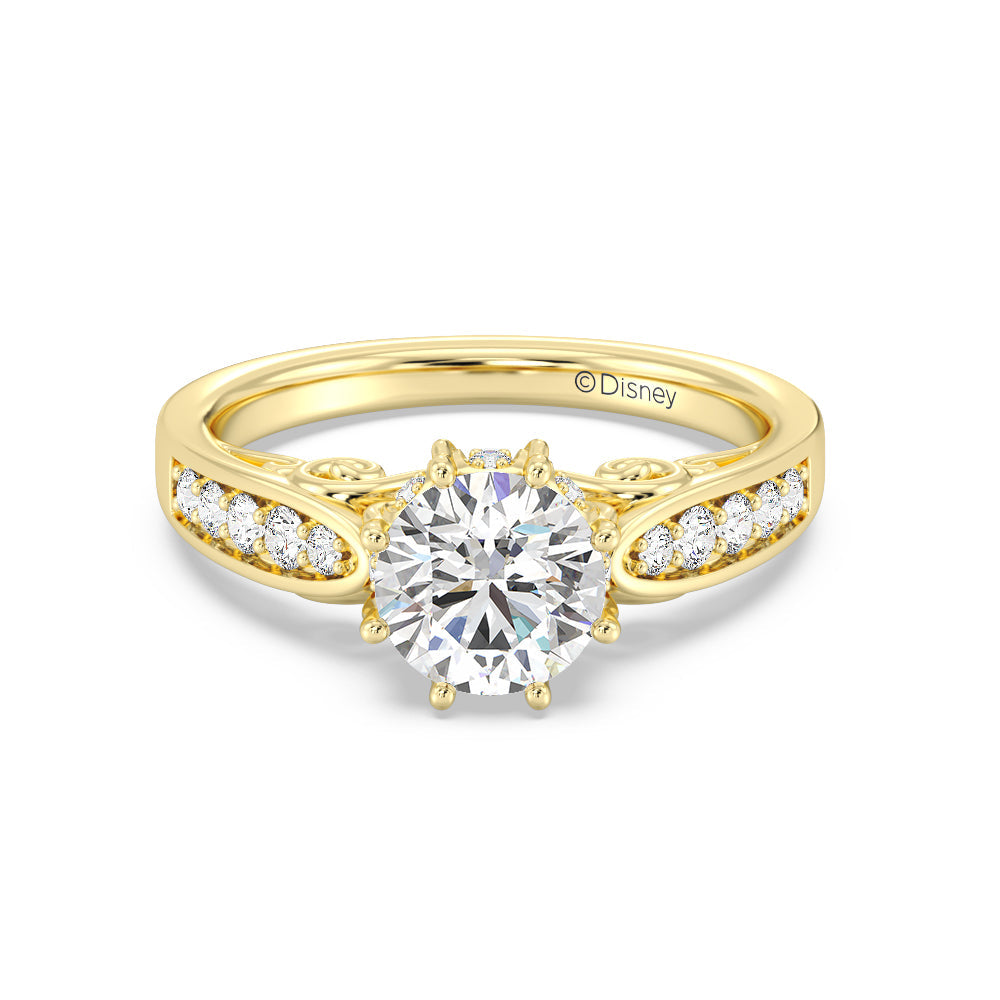Enchanted Star Lab Grown Diamond Cinderella Engagement Ring with Yellow Cut Diamond in 14KT Round view 2
