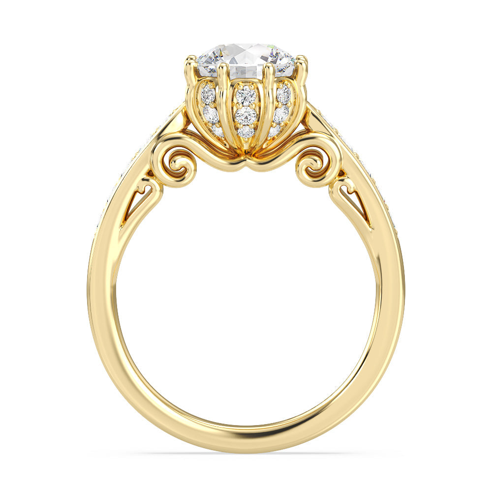 Enchanted Star Lab Grown Diamond Cinderella Engagement Ring with Yellow Cut Diamond in 14KT Round view 3
