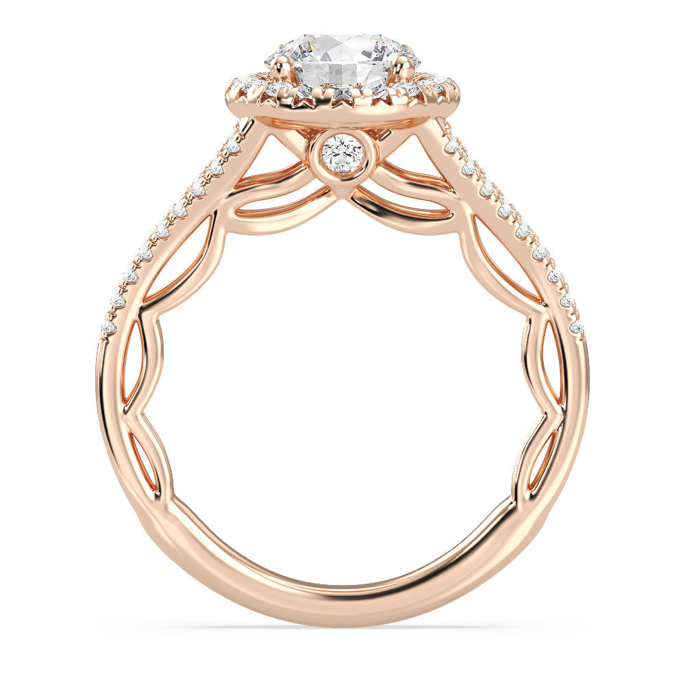 Enchanted Star Lab Grown Diamond 14K Gold Cinderella Engagement Ring Set with Rose Cut Diamond in 14KT Round view 4
