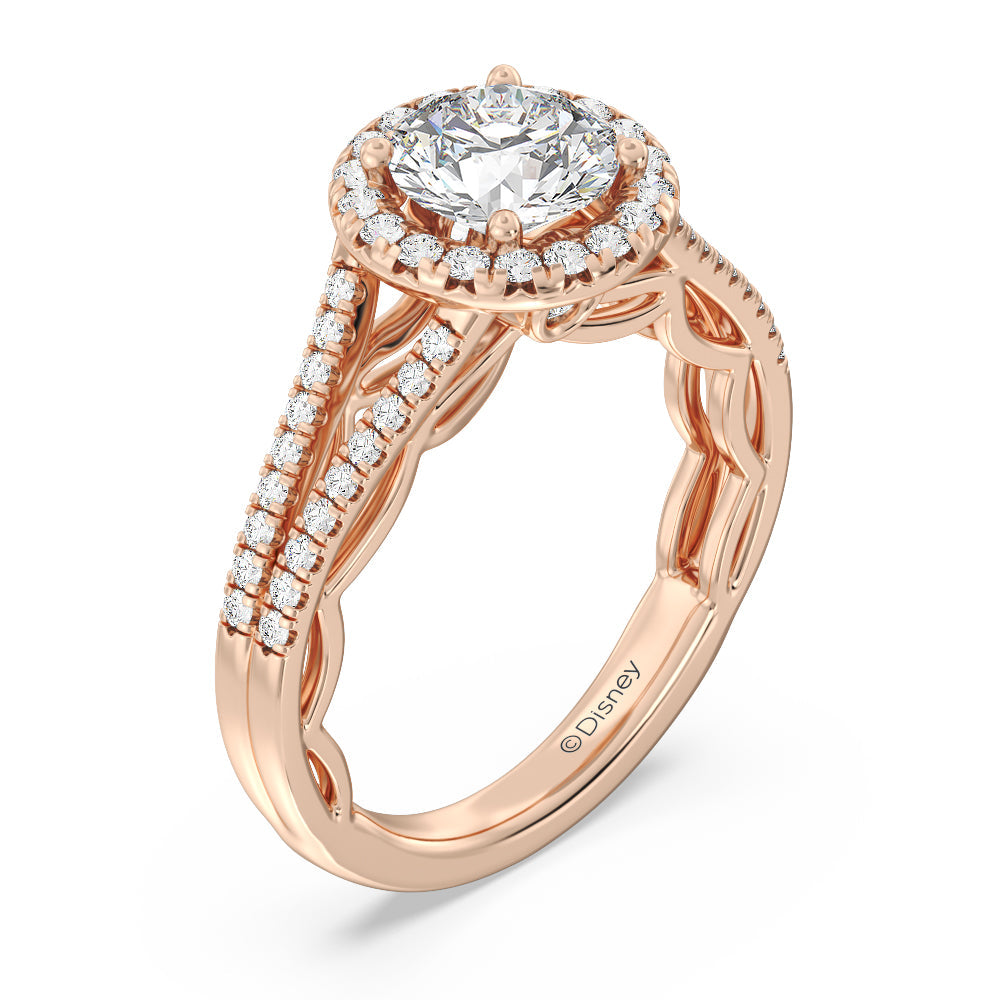 Enchanted Star Lab Grown Diamond 14K Gold Cinderella Engagement Ring Set with Rose Cut Diamond in 14KT Round view 3
