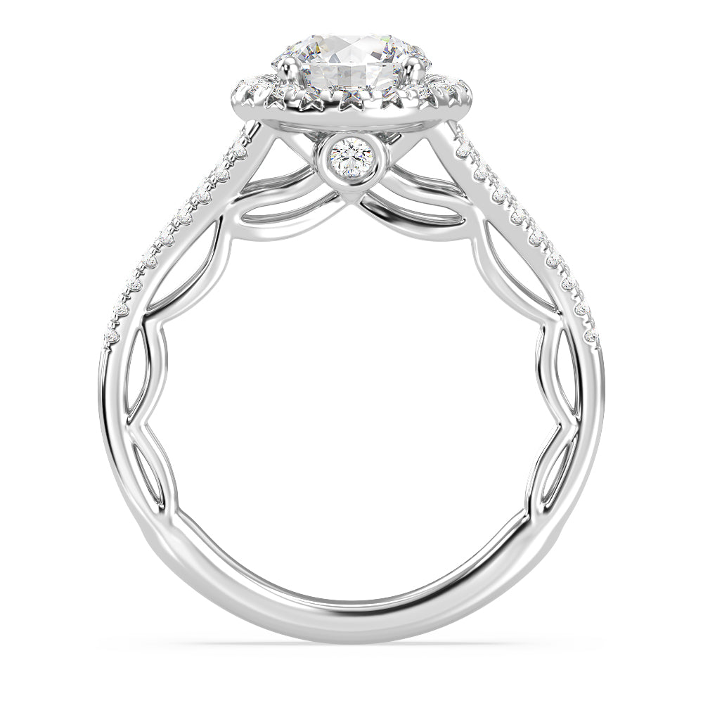 Enchanted Star Lab Grown Diamond 14K Gold Cinderella Engagement Ring Set with White Cut Diamond in 14KT Round view 5
