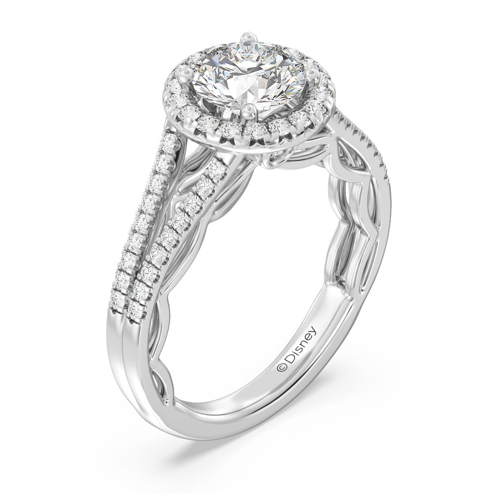 Enchanted Star Lab Grown Diamond 14K Gold Cinderella Engagement Ring Set with White Cut Diamond in 14KT Round view 3
