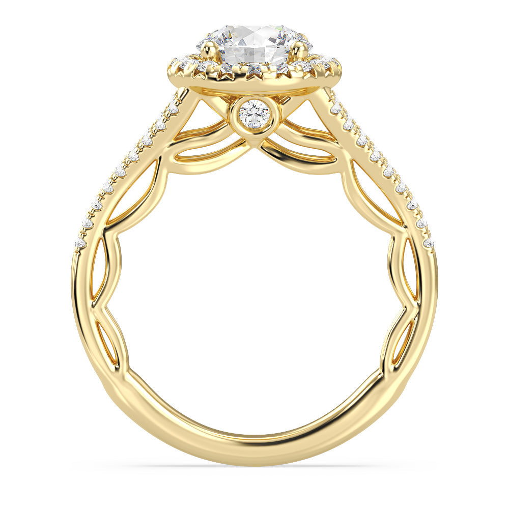 Enchanted Star Lab Grown Diamond 14K Gold Cinderella Engagement Ring Set with Yellow Cut Diamond in 14KT Round view 4
