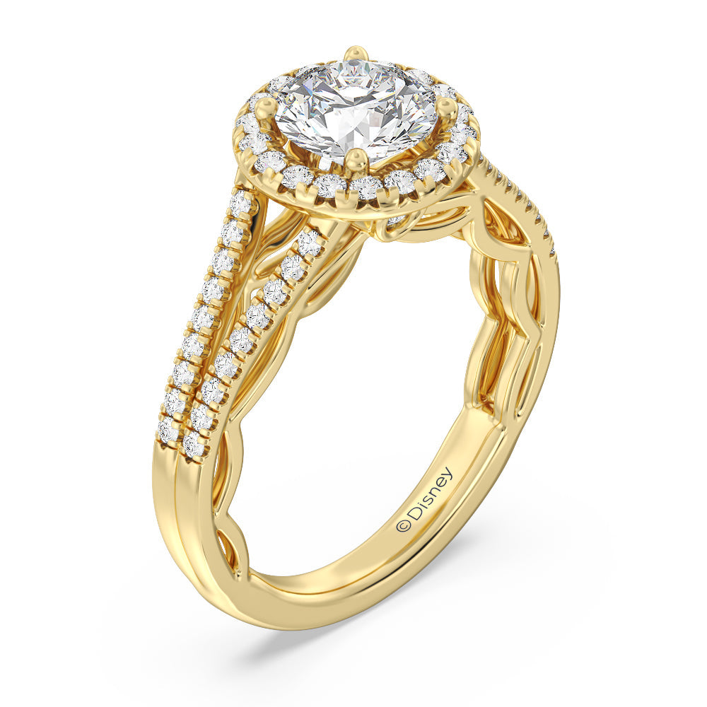 Enchanted Star Lab Grown Diamond 14K Gold Cinderella Engagement Ring Set with Yellow Cut Diamond in 14KT Round view 3
