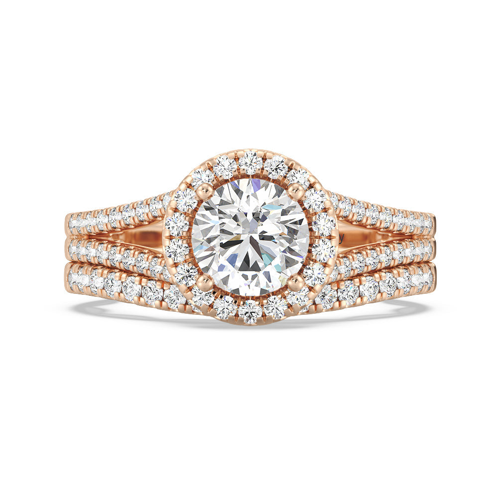 Enchanted Star Lab Grown Diamond 14K Gold Cinderella Engagement Ring Set with Rose Cut Diamond in 14KT Round view 2
