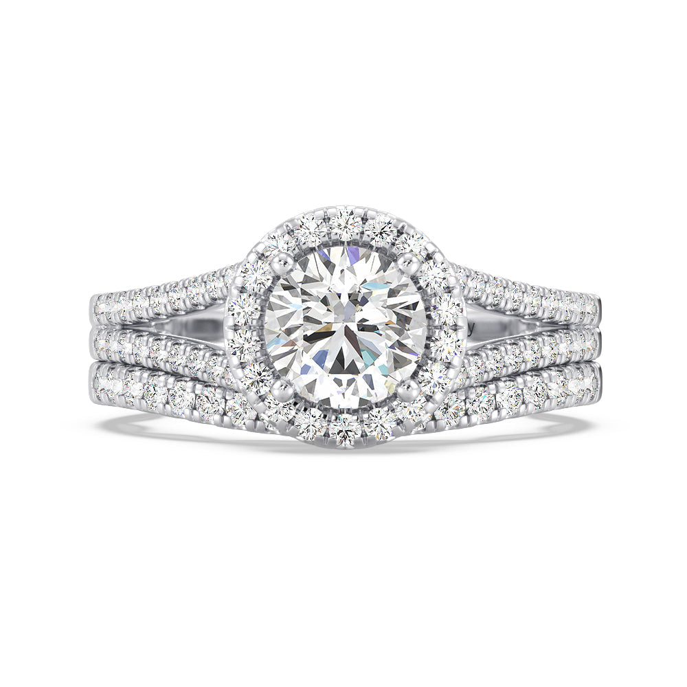 Enchanted Star Lab Grown Diamond 14K Gold Cinderella Engagement Ring Set with White Cut Diamond in 14KT Round view 2

