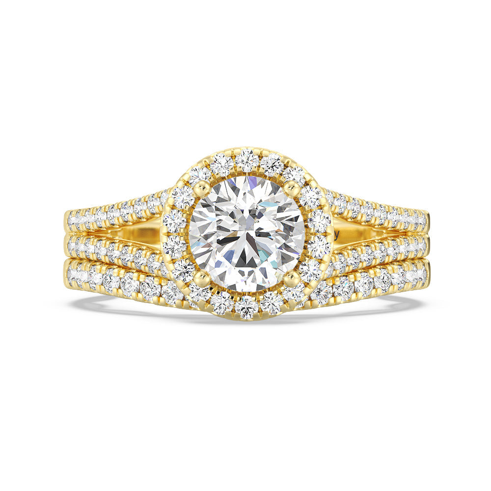 Enchanted Star Lab Grown Diamond 14K Gold Cinderella Engagement Ring Set with Yellow Cut Diamond in 14KT Round view 2
