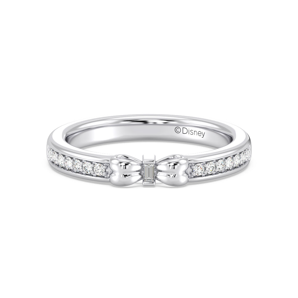 Enchanted Star Lab Grown Diamond 14K Gold  Snow White Bow Engagement Ring Set with White Cut Diamond in 14KT Princess view 5
