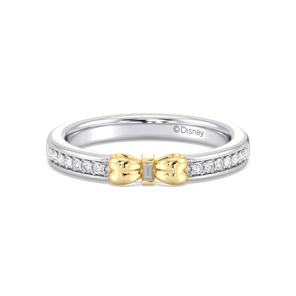 Enchanted Star Lab Grown Diamond 14K Gold  Snow White Bow Engagement Ring Set with White/Yellow Cut Diamond in 14KT Princess view 5
