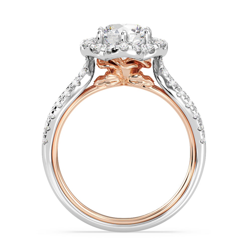 Enchanted Star Lab Grown Diamond 14K Gold Belle Engagement Ring with White/Rose Cut Diamond in 14KT Round view 3
