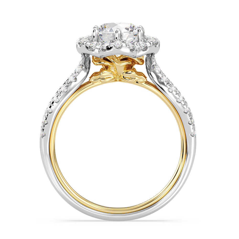 Enchanted Star Lab Grown Diamond 14K Gold Belle Engagement Ring with White/Yellow Cut Diamond in 14KT Round view 3
