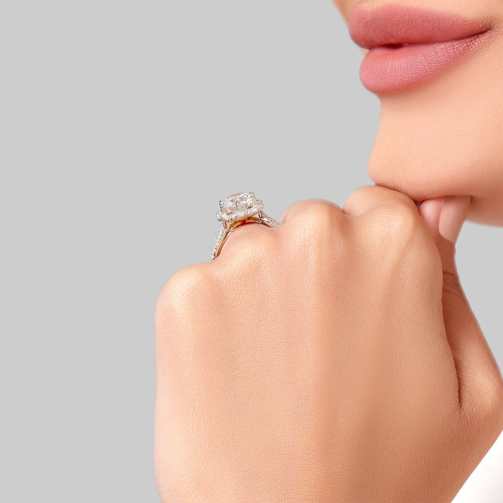 Model Wearing Enchanted Star Lab Grown Diamond 14K Gold Belle Engagement Ring view