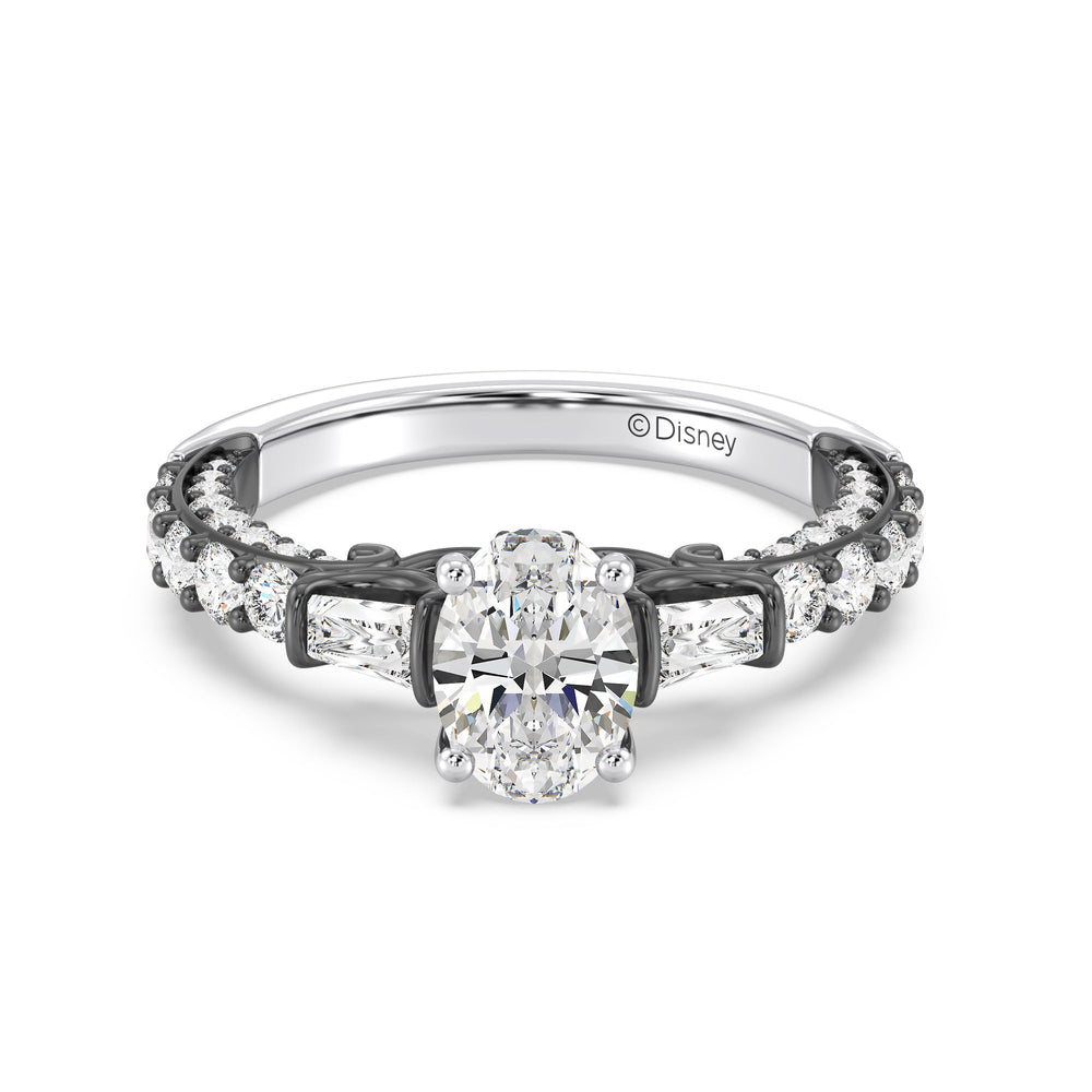 Enchanted Star Lab Grown Diamond 14K Gold Ursula Amethyst Peek-a-Boo Engagement Ring with Black/White Cut Diamond in 14KT Oval view 2

