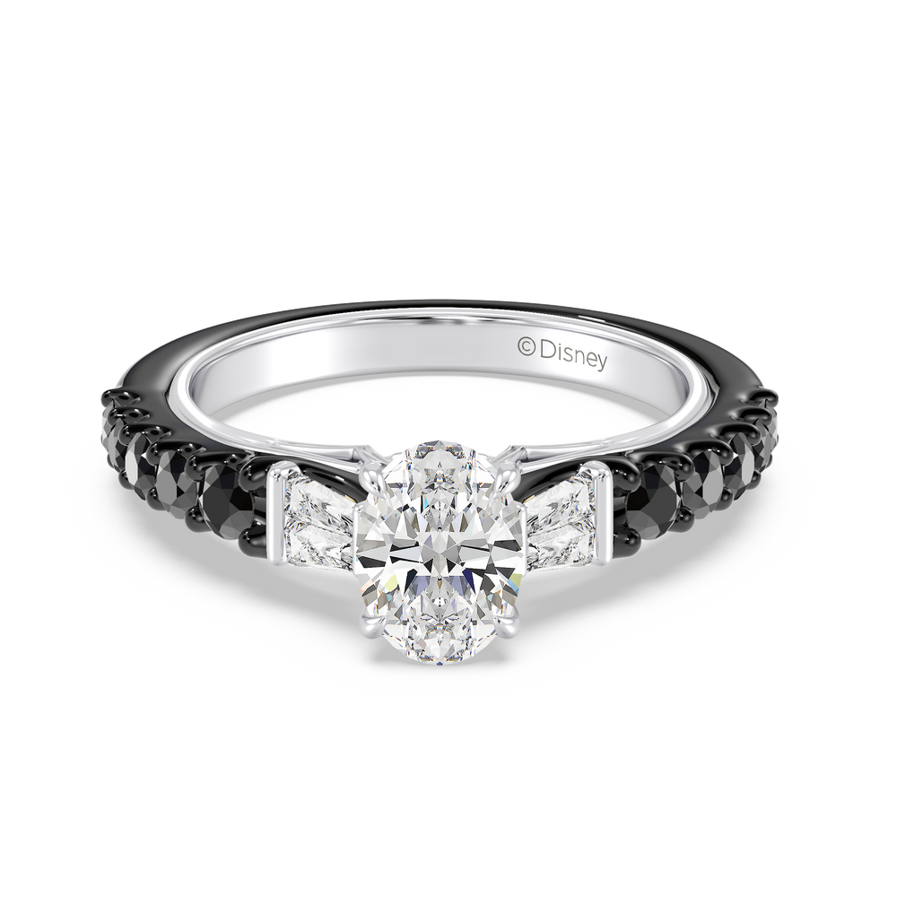 Enchanted Star Lab Grown Diamond 14K Gold Evil Queen Two Tone Engagement Ring with Black/White Cut Diamond in 14KT Oval view 2
